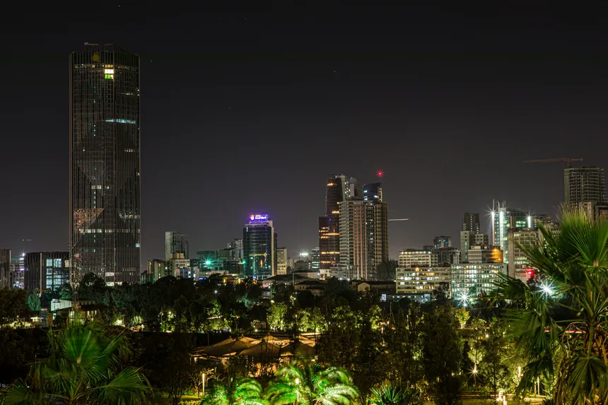 Mekelle city skyline at night